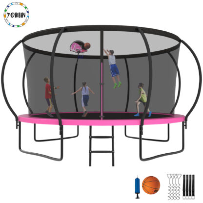 YORIN Trampoline for 5-6 Kids, 12 FT Trampoline for Adults with Enclosure Net