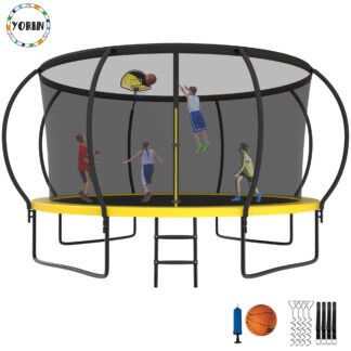 YORIN Trampoline for 5-6 Kids, 12 FT Trampoline for Adults with Enclosure Net