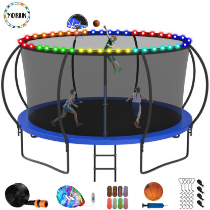YORIN Trampoline, 12 FT Trampoline for 5-6 Kids Adults with Enclosure Net
