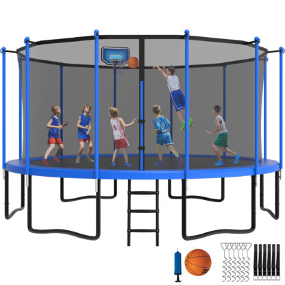 YORIN Trampoline with Enclosure Net, 1500LBS 16FT Trampoline for 8-9 Kids