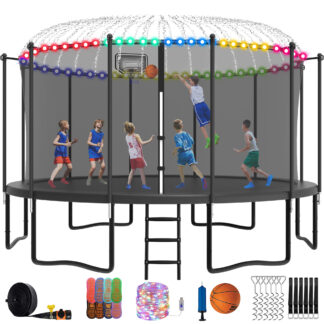 YORIN Trampoline with Enclosure Net, 1500LBS 16FT Trampoline for 8-9 Kids