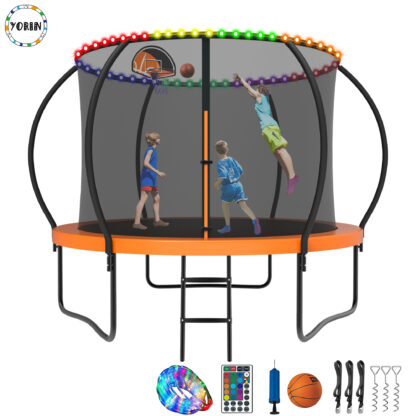 YORIN Trampoline for 3-4 Kids, 10FT Trampoline for Adults with Enclosure Net