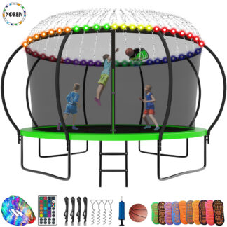 YORIN Trampoline, 12FT Trampoline with Enclosure Net, 1200LBS Trampoline