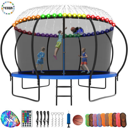 YORIN Trampoline, 12FT Trampoline with Enclosure Net, 1200LBS Trampoline for 5-6 Kid