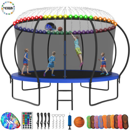 YORIN Trampoline for 7-8 Kids, 14 FT Trampoline for Adults with Enclosure Net