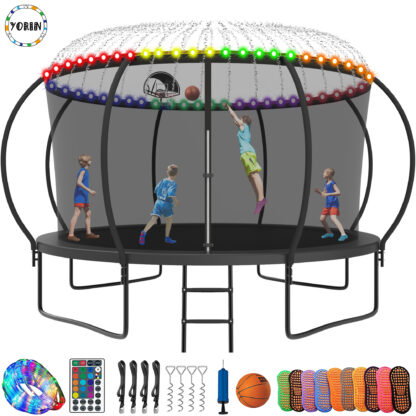 YORIN Trampoline for 7-8 Kids, 14 FT Trampoline for Adults with Enclosure Net