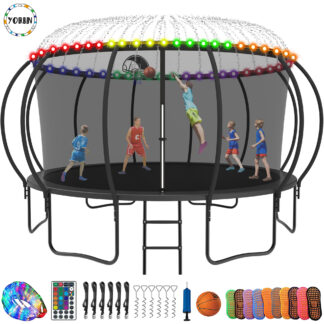 YORIN Trampoline for 8-9 Kids, 15 FT Trampoline for Adults with Enclosure Net
