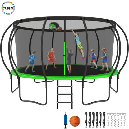YORIN Trampoline for 8-9 Kids, 16 FT Trampoline for Adults with Enclosure Net