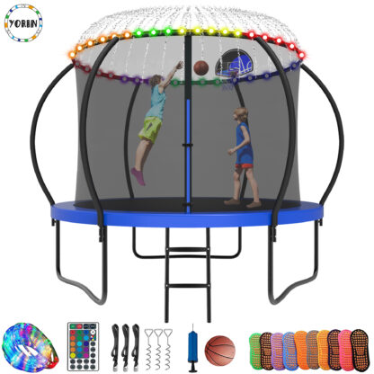 YORIN Trampoline, 10FT Trampoline with Enclosure Net, 1000LBS Trampoline for 3-4 Kids
