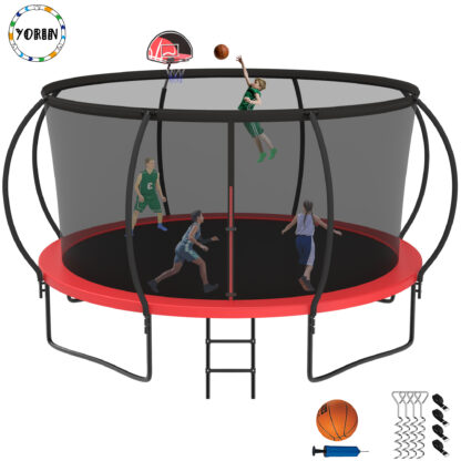 YORIN Trampoline, 14 FT Trampoline for 7-8 Kids Adults with Enclosure Net