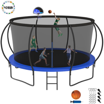 YORIN Trampoline, 14 FT Trampoline for 7-8 Kids Adults with Enclosure Net,