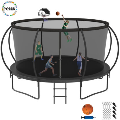 YORIN Trampoline, 14 FT Trampoline for 7-8 Kids Adults with Enclosure Net