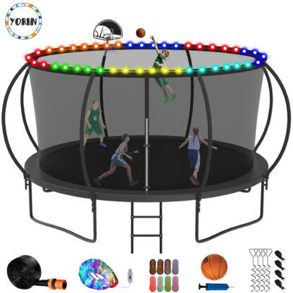 YORIN Trampoline, 14 FT Trampoline for 7-8 Kids Adults with Enclosure Net