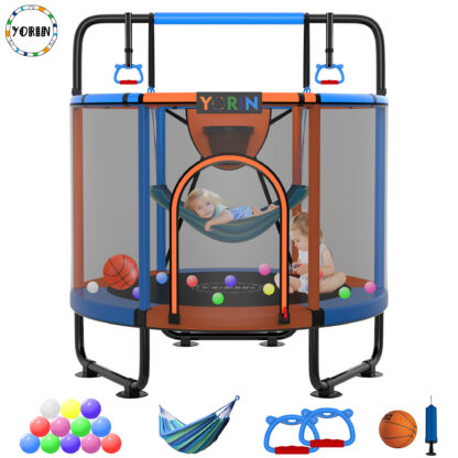 YORIN Trampoline for Kids, 65'' Toddler Mini Trampoline with Enclosure Net