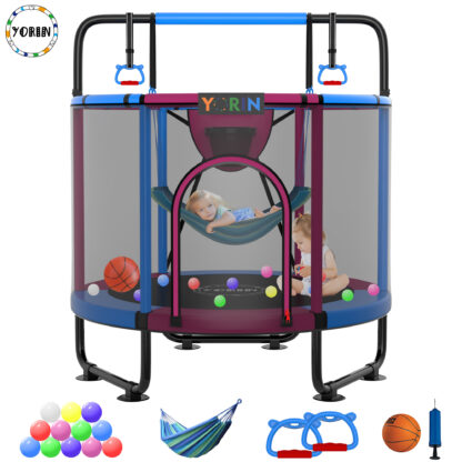 YORIN Trampoline for Kids, 65'' Toddler Mini Trampoline with Enclosure Net