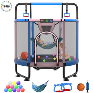 YORIN Trampoline for Kids, 65'' Toddler Mini Trampoline with Enclosure Net