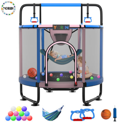 YORIN Trampoline for Kids, 65'' Toddler Mini Trampoline with Enclosure Net