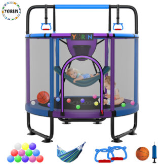 YORIN Trampoline for Kids, 65'' Toddler Mini Trampoline with Enclosure Net