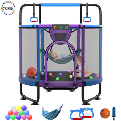YORIN Trampoline for Kids, 65'' Toddler Mini Trampoline with Enclosure Net