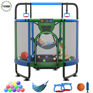 YORIN Trampoline for Kids, 65'' Toddler Mini Trampoline with Enclosure Net