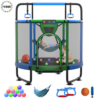 YORIN Trampoline for Kids, 65'' Toddler Mini Trampoline with Enclosure Net