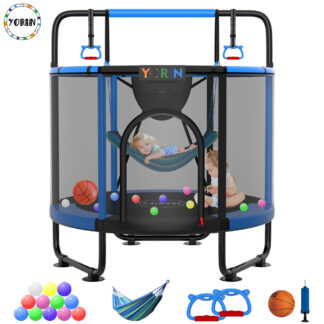 YORIN Trampoline for Kids, 65'' Toddler Mini Trampoline with Enclosure Net